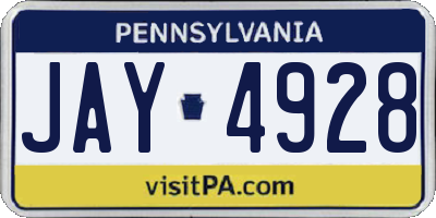 PA license plate JAY4928
