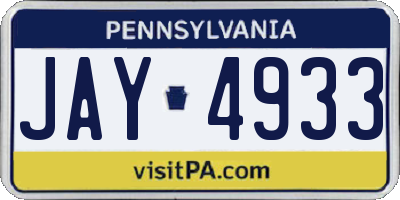 PA license plate JAY4933