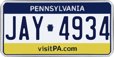 PA license plate JAY4934
