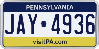 PA license plate JAY4936