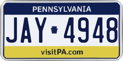 PA license plate JAY4948