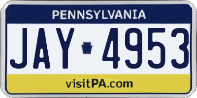 PA license plate JAY4953