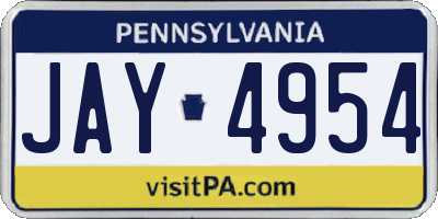 PA license plate JAY4954