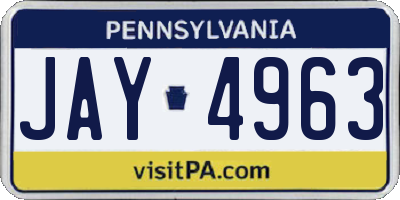 PA license plate JAY4963
