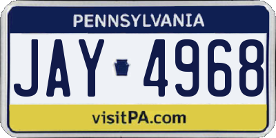 PA license plate JAY4968