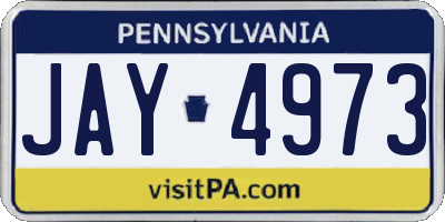 PA license plate JAY4973