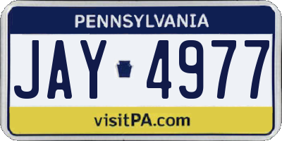 PA license plate JAY4977