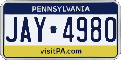 PA license plate JAY4980