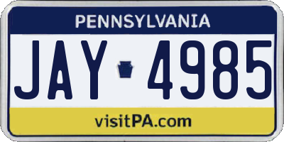 PA license plate JAY4985