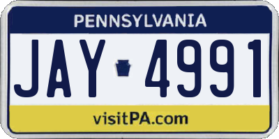 PA license plate JAY4991