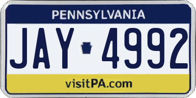 PA license plate JAY4992