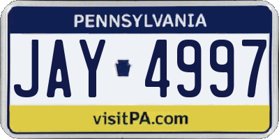 PA license plate JAY4997