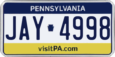 PA license plate JAY4998