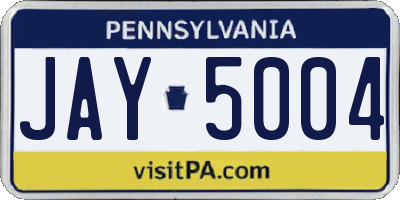 PA license plate JAY5004