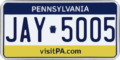 PA license plate JAY5005