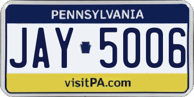 PA license plate JAY5006