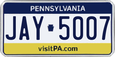 PA license plate JAY5007