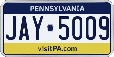 PA license plate JAY5009