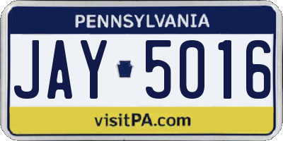 PA license plate JAY5016