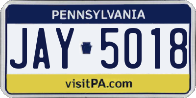 PA license plate JAY5018