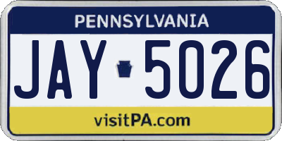 PA license plate JAY5026