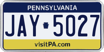 PA license plate JAY5027