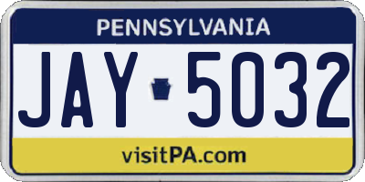 PA license plate JAY5032