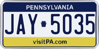 PA license plate JAY5035