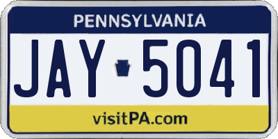 PA license plate JAY5041