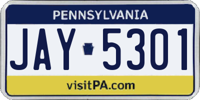 PA license plate JAY5301