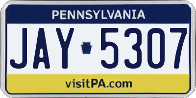 PA license plate JAY5307