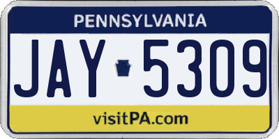 PA license plate JAY5309