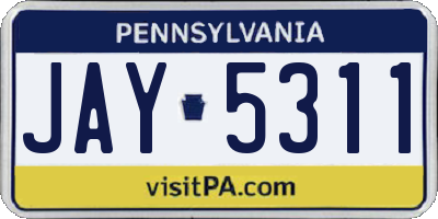 PA license plate JAY5311