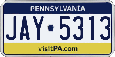 PA license plate JAY5313