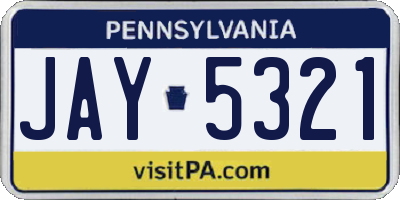PA license plate JAY5321