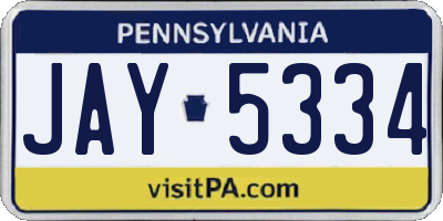 PA license plate JAY5334