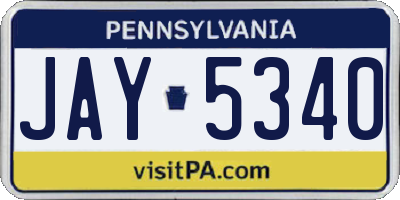 PA license plate JAY5340