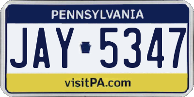 PA license plate JAY5347