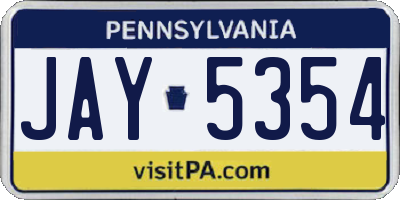 PA license plate JAY5354