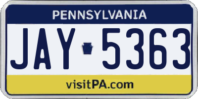 PA license plate JAY5363