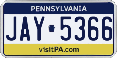 PA license plate JAY5366