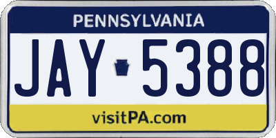 PA license plate JAY5388