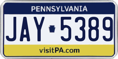 PA license plate JAY5389