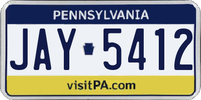PA license plate JAY5412