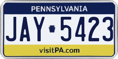 PA license plate JAY5423