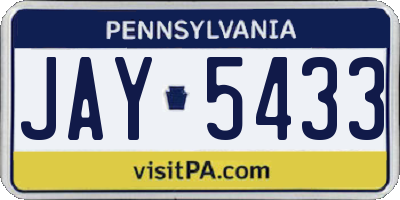 PA license plate JAY5433
