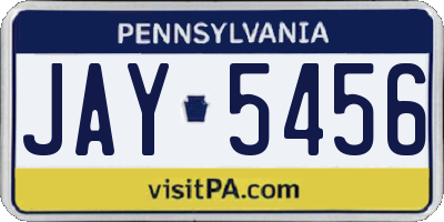 PA license plate JAY5456