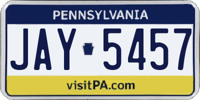 PA license plate JAY5457