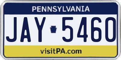 PA license plate JAY5460