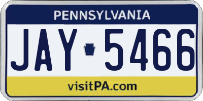 PA license plate JAY5466